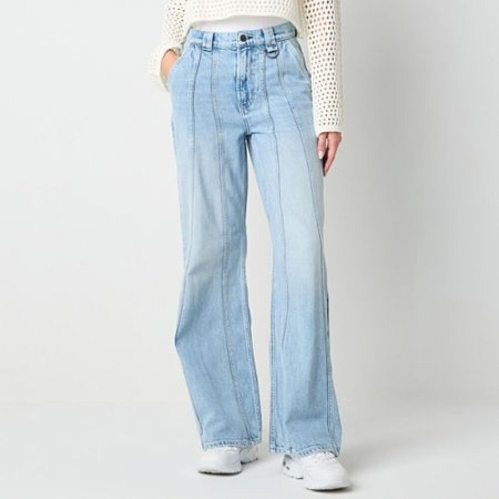 Arizona Juniors Womens High Rise Wide Leg Jean, 2, Blue